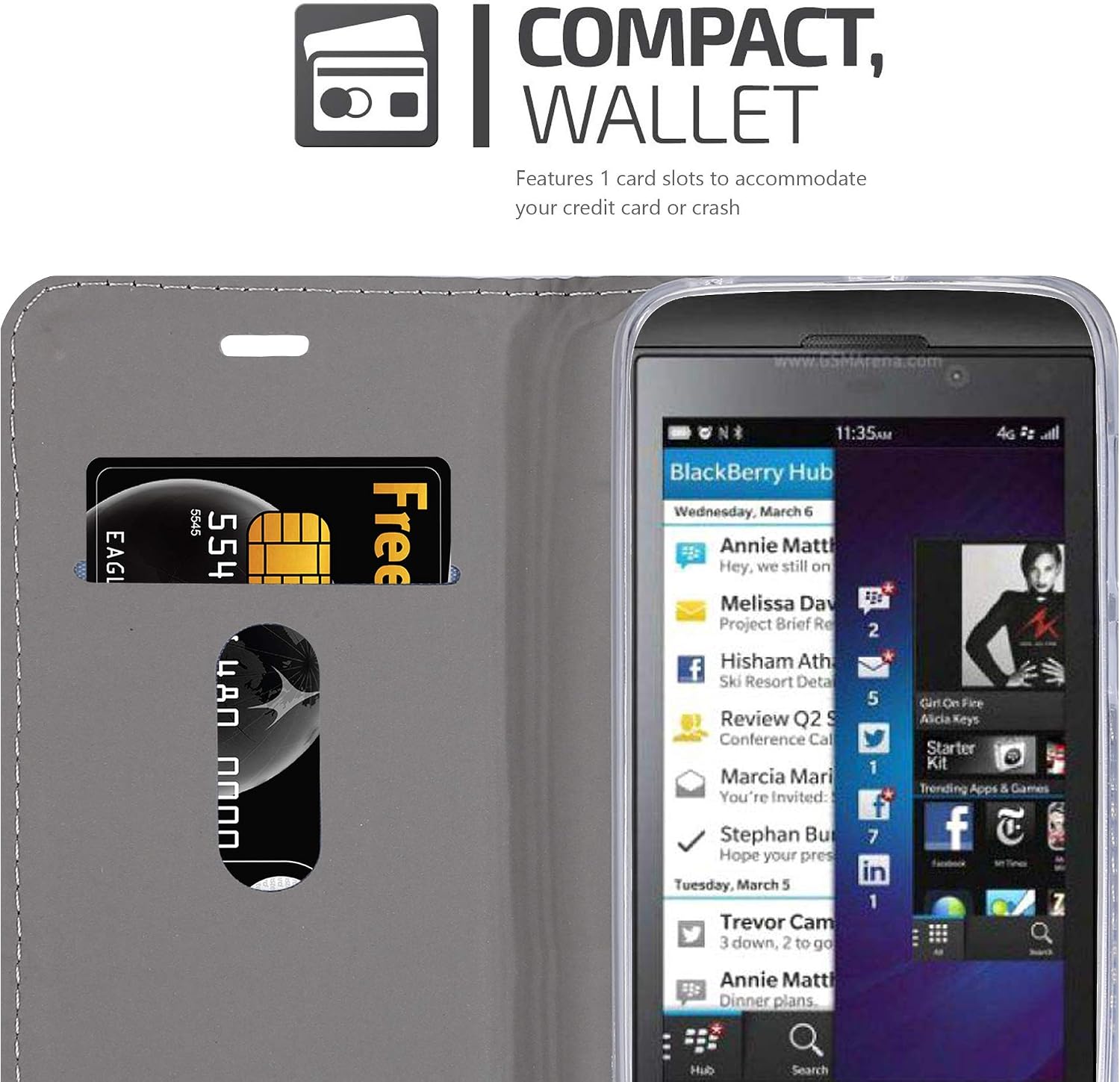 Cadorabo Book Case works with Blackberry Z10 in LIGHT GREY BROWN - with Magnetic Closure, Stand Function and Card Slot - Wallet Etui Cover Pouch PU Leather Flip - Image 4