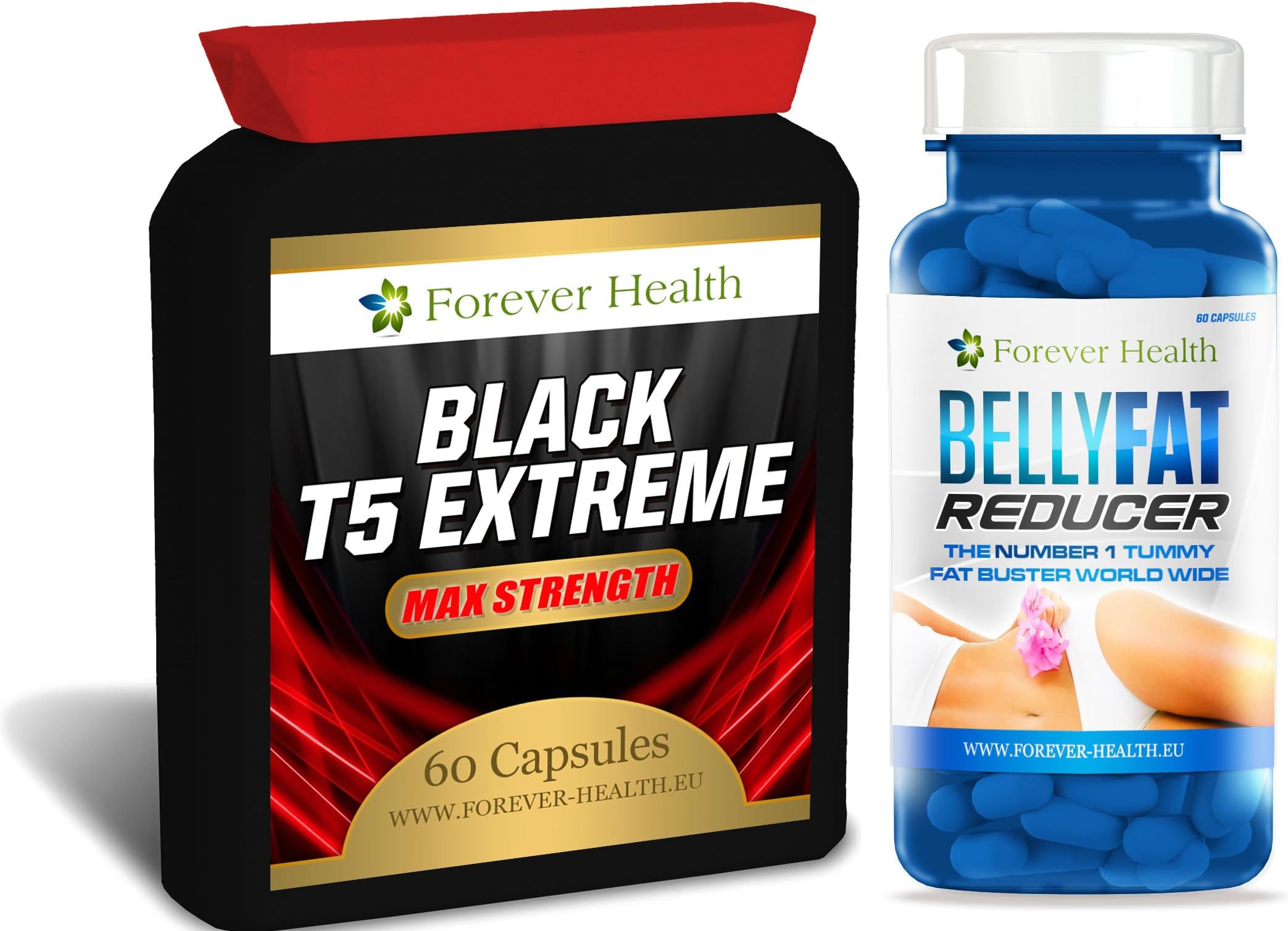 T5 Black EXTREME + BELLY FAT REDUCER - Ultimate Fat Burner Combo * FREE UK DELIVERY + FREE Diet Plan ! Specially Formulated for Super Fast Weight Loss and Boost Metabolism - Lose Up 6 KILOS In 8 Weeks ! 60 Tablet of Each Product - 120 Pills In Total - Lose Weight And Slim Fast With These SUPER STRONG Dieting Pills ! Contains GREEN TEA EXTRACT GUARANA GREEN COFFEE BEAN and Other Natural Herbal Ingredients To Reduce Stomach and Tummy Fat and Lose Weight FAST !