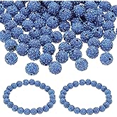 PATIKIL 8mm Rhinestone Beads, 150pcs Clay Rhinestone Beads Disco Ball Beads Diamond Spacer Beads Crystal Sparkle Shiny Round Bulk, Blue