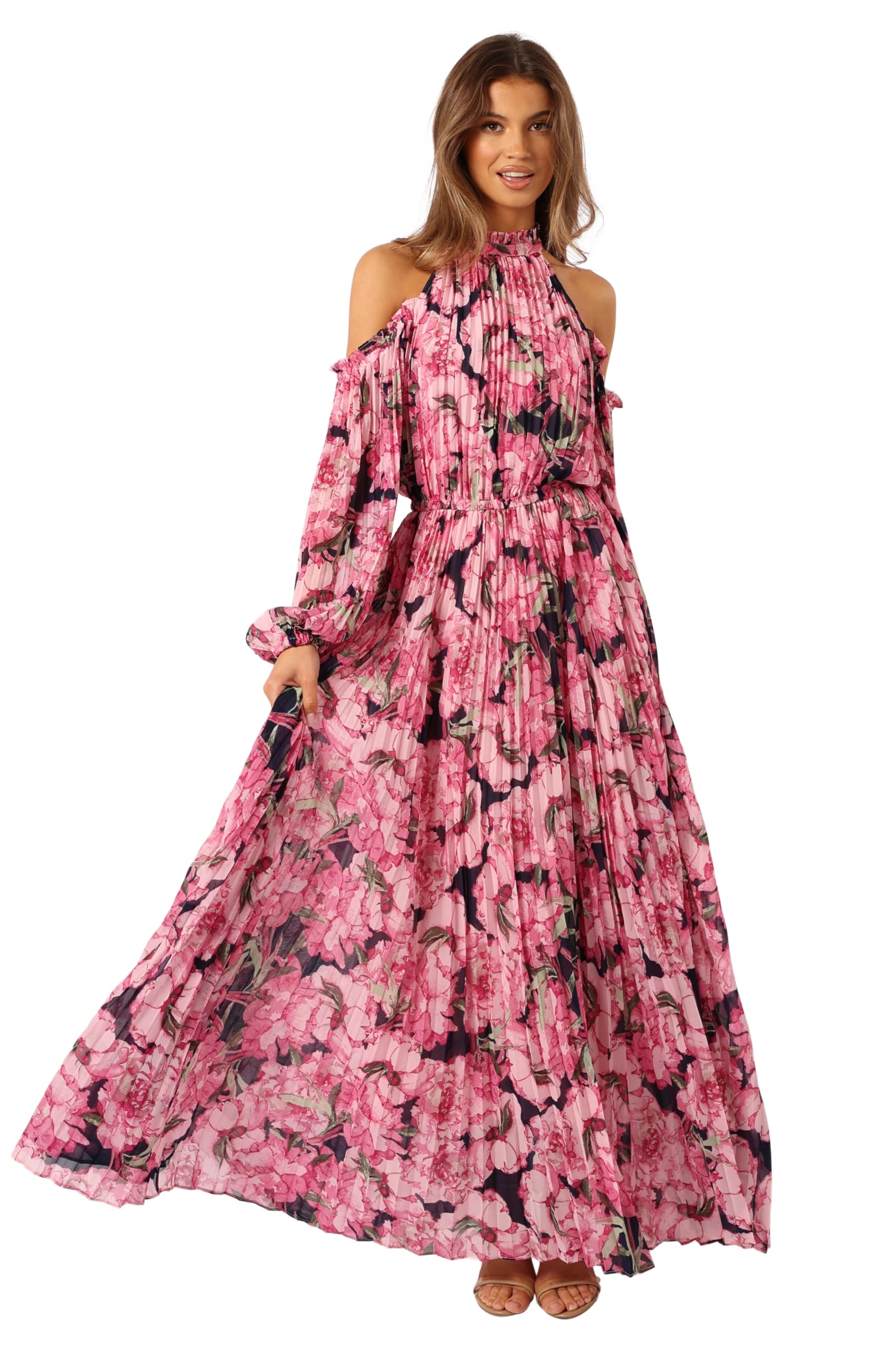 Photo 1 of Petal & Pup Women's Hilary Pleated Maxi Dress, Pink Floral