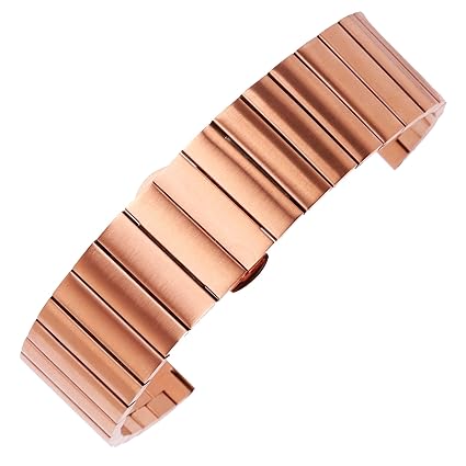 18mm Premium Replaceable Watch Bands in Pink Gold Stainless Steel Designed for Quick Release Spring Bar
