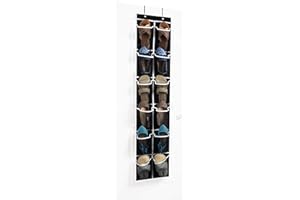 ZOBER Over the Door Shoe Organizer - 12 Mesh Pockets, Space Saving Hanging Shoe Holder for Maximizing Shoe Storage, Accessories, Toiletries, Etc. No Assembly Required, Organizer for Shoes 57½” x 12”