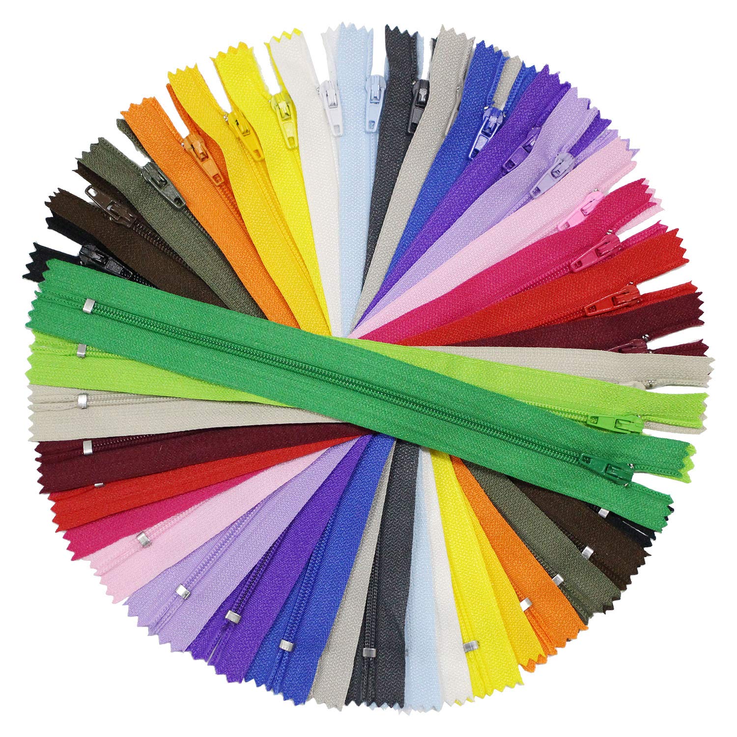 100 Pieces Nylon Coil Zippers, 9 Inch Colorful Sewing Zippers Supplies for Tailor Sewing Crafts, 20 Assorted Colors