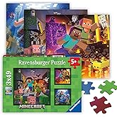 Ravensburger Minecraft Biomes 3 x 49 Piece Jigsaw Puzzle Set for Kids - Every Piece is Unique, Pieces Fit Together Perfectly