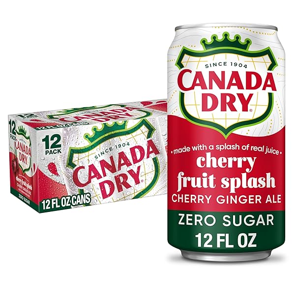 CANADA DRY ZERO SUGAR CHERRY GINGERALE FRUIT SPLASH...