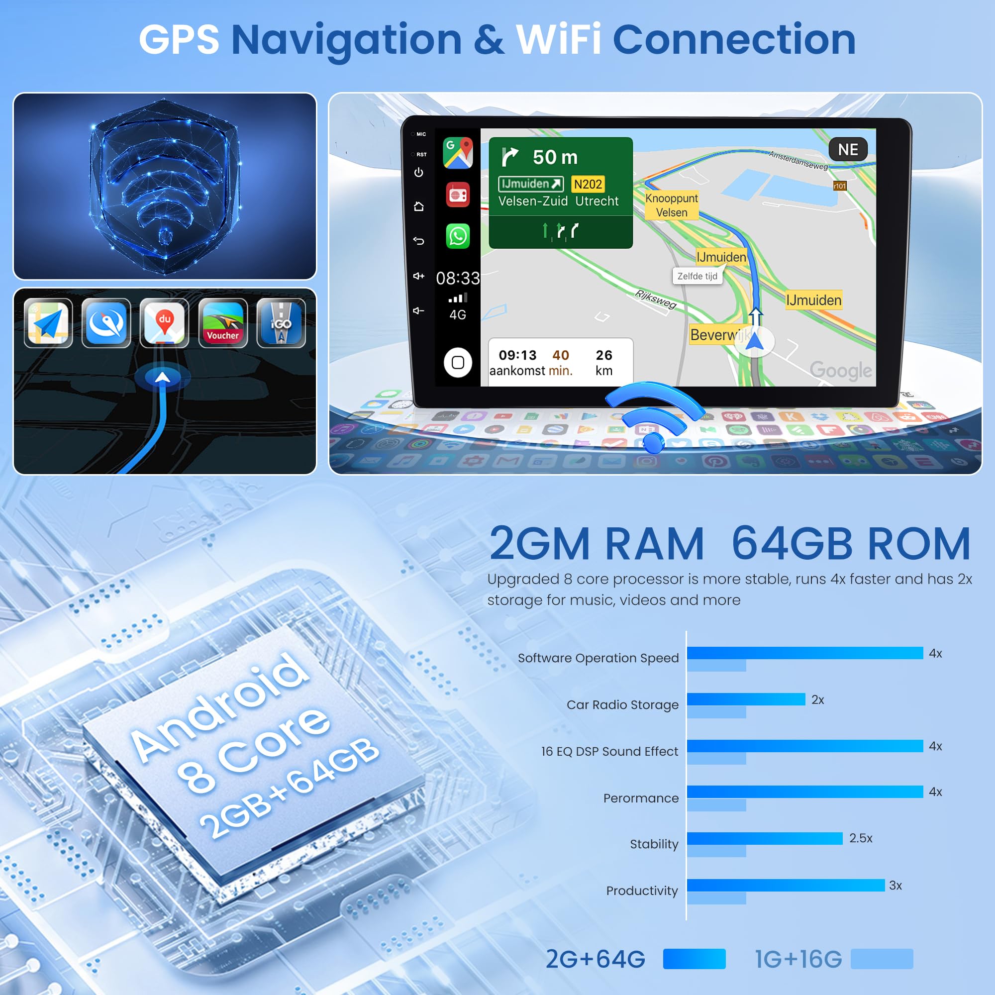 8 Core 4+64G Android 13 Car Radio Car Stereo for Ford Transit 2013-2019 with Wireless Carplay Android Auto, 9’’Touchscreen, WiFi, GPS Navigation,DSP, Mirror Link, Bluetooth, AHD Camera/FM RDS