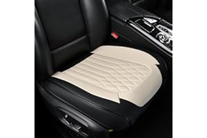 BWTJF Front Car Seat Bottom Covers 2 Pack, Universal Auto Seat Cushions, Nappa Leather Full Wrapping Edge Compatible with Most of Vehicles - SUVs/Sedans/Pickup Trucks, Black&White