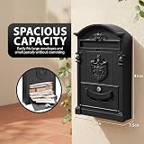 ZENO Letter Box Wall Mounted Postbox Black Large Traditional Mailbox with 2 Keys view 3