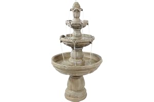 Sunnydaze 48-Inch H 3-Tier Outdoor Water Fountain - Large Tiered Waterfall Feature for The Patio, Lawn, or Garden Brown