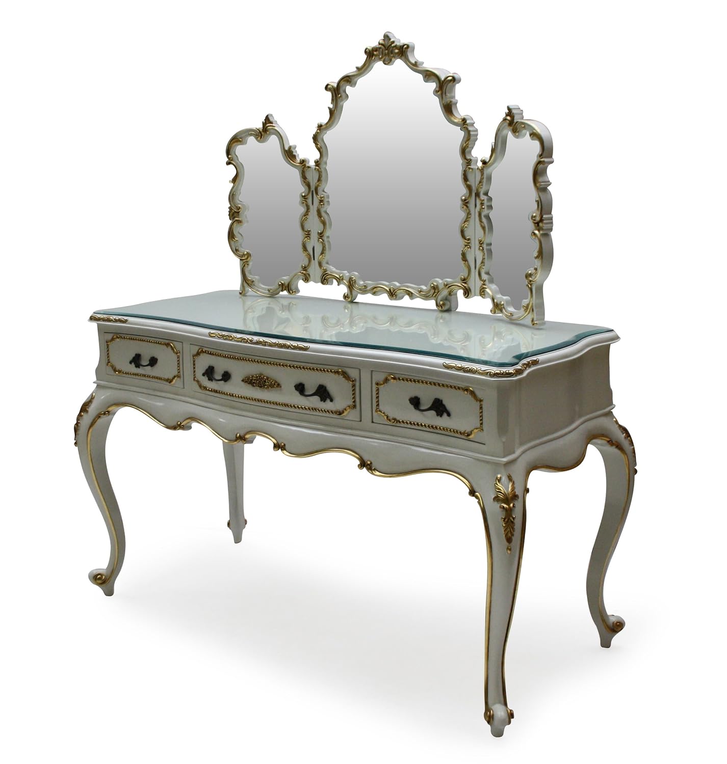French Shabby Chic White Amelie Dressing Table And Mirror With