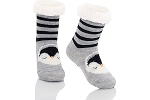 Zando Kids Fuzzy Socks with Grips Non Slip Toddler Slipper Socks Baby Christmas Socks Boys Girls Winter Warm Cozy Socks