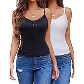 Avidlove Womens Camisoles 2-Pack Tank Top V Neck Undershirts Adjustable Spaghetti Strap Cami Tops