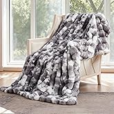 SAPHREAS Faux Fur Throw Blanket for Couch, Fluffy Fuzzy Bubble Blanket for Sofa Bed Living Room, Decor Soft Cozy Gifts for Women Men, 50x60” Tie Dye Grey