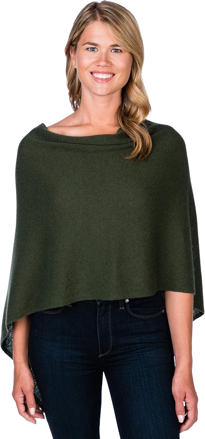 Alashan Cashmere Claudia Nichole Cashmere Draped Dress Topper - Army/1032 at Amazon Womenâs 