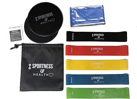 5 Bandas Elásticas y 2 Discos Deslizantes Fitness Para ...