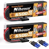 Nihewo 2S Lipo Battery 6500mAh 7.4V RC Battery 90C Hard Case with Tr + EC5 Plug Compatible with RC Car Truck Vehicles Truggy Buggy Boat Airplane Models (2 Packs)