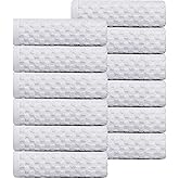 COTTON CRAFT Euro Spa Waffle Wash Cloth - Set of 12 Luxury Pure Ringspun Cotton Waffle Weave Bathroom Face Towel - Everyday Plush Absorbent Hotel Gym Shower Beach Kitchen Travel Dorm - 12x12 - White