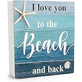 Qvapt Beach Decorations Wooden Sign - Beach Decor, Ocean Decorations for Home, I Love You to the Beach and Back, Rustic for B