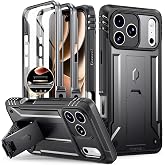 Poetic Rugged Case for iPhone 18 Pro Max, Swappable Front Bezels with Camera Control Key, Built in Kickstand, Raised Edge Lens Guard, Full Body Drop Safe Dual Layer Phone Cover, Black