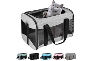 Cat Carrying Case - Pet Carrier Airline Approved, Protable and Breathable Pet Travel Carrier Removable Fleece Pad, Collapsibl
