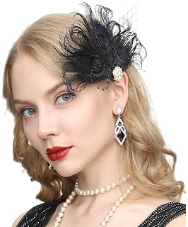 1920s Flapper Fascinator Headpiece Roaring 20s Feather Hair Clip