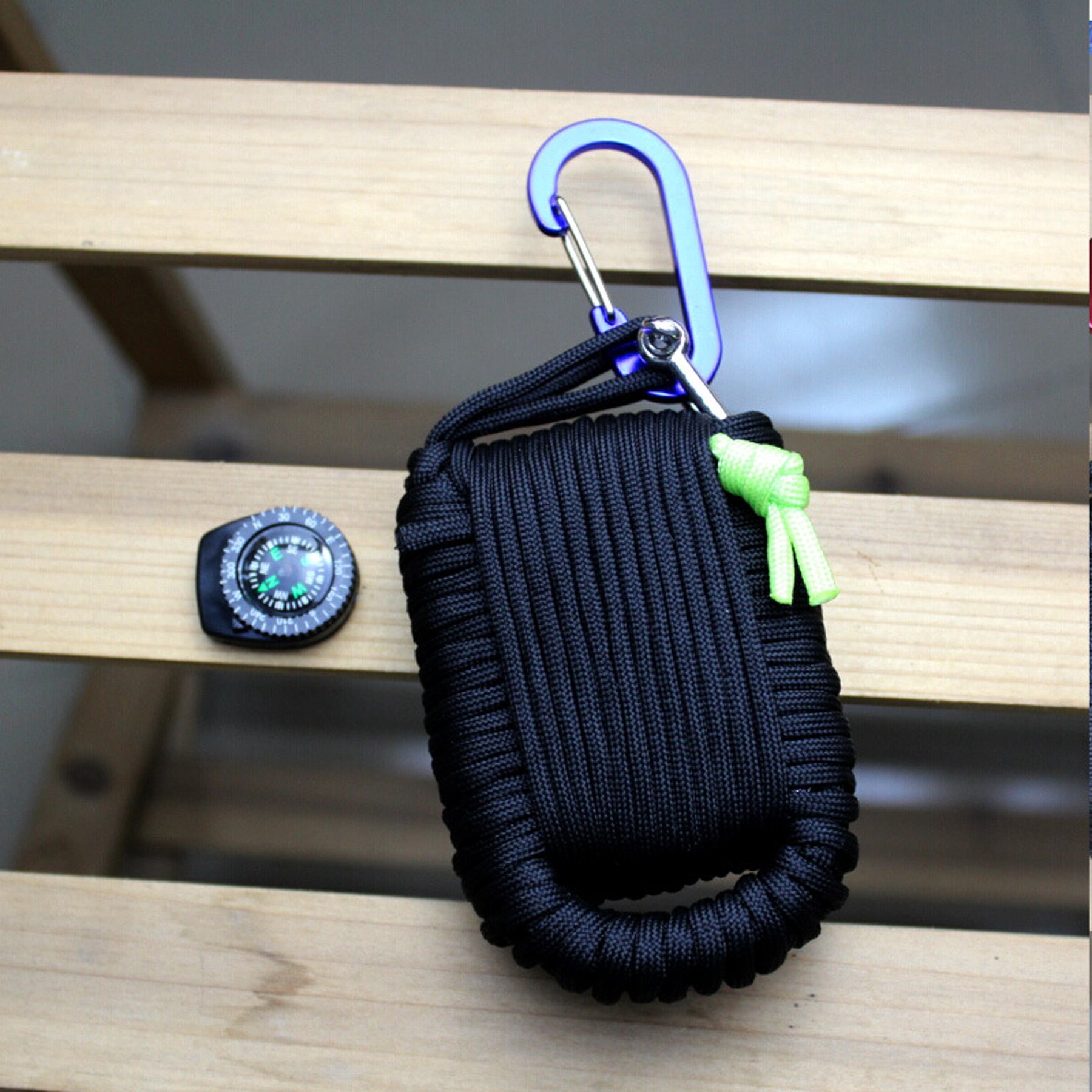 Micogo 29pcs Paracord Emergency Survival Kit,First Aid Kit & Emergency Fishing Gear Whistle Fire Starter Set & more (Black)