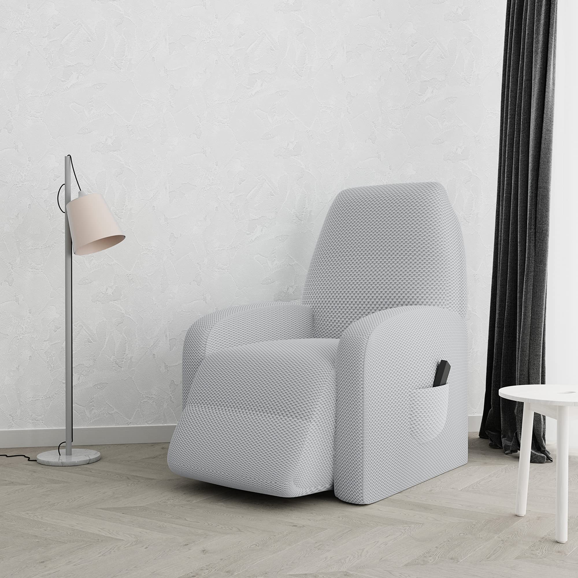 Italian Bed Linen Fashionable cover for reclining chairs, 52% Polyester + 40% Cotton + 8% Elastane, Bright Grey (Ral 7035), One Size