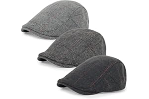 Geyanuo 3Pcs Cotton Newsboy Hat for Men Cool Adjustable Flat Cap