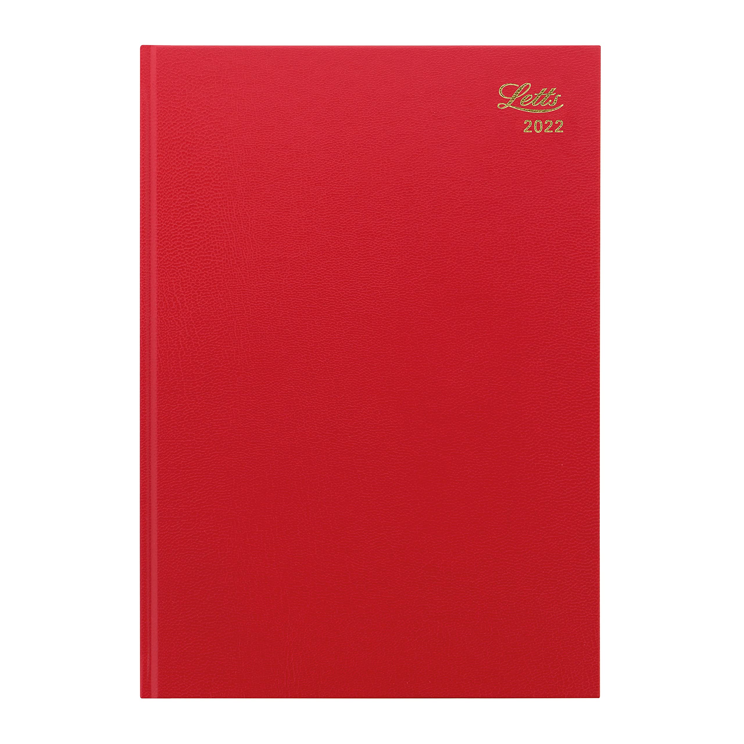 Letts of London Standard A4 Week to View 2022 Diary - red, 22-T31ZRD
