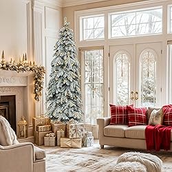 YITAHOME Pre-Lit Flocked Drooping Pencil Spruce
