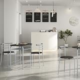 Yaheetech 3 Piece Dining Set Modern Round Table 2 Chairs Wine Rack Black view 2