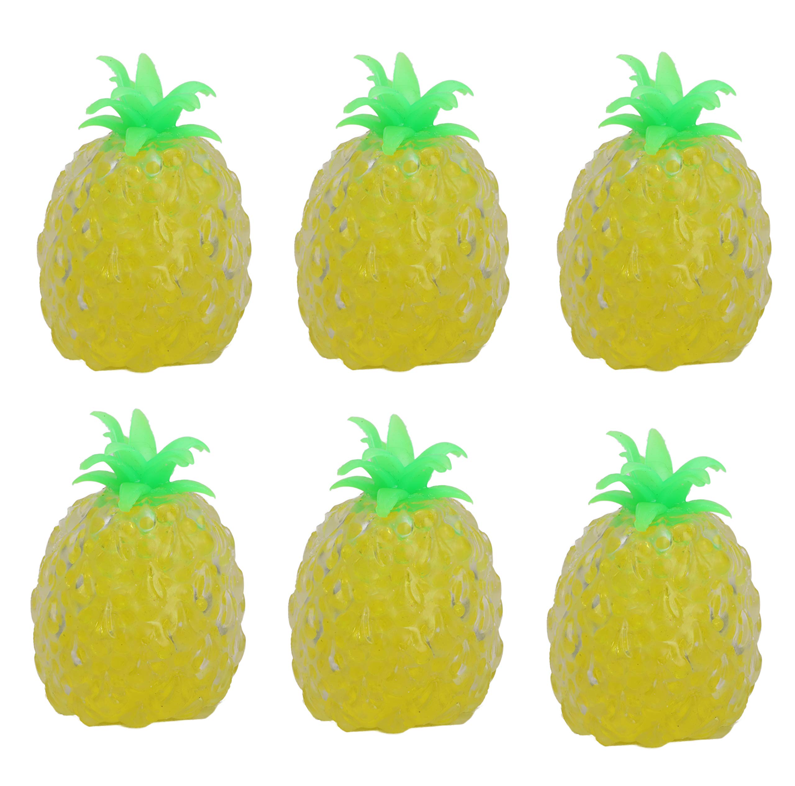 Toyland® Pack of 6 Squishy Bead Pineapple Toys – Sensory Stress Relief Squeeze Toys, Novelty Party Bag Fillers & Stocking Fillers for Kids and Adults