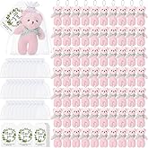 75 Sets Mini Plush Bears Bulk 4.72 Inch Small Tiny Stuffed Teddy Bears Baby Shower Decorations with Thank You Tags and Organza Bags for Valentine's Day Gift DIY Keychain Wedding Birthday Party(Pink)