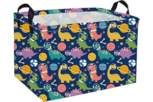 Sanjiaofen Rectangular Dinosaur Baskets,Kids Basket.Dinosaur Baskets for Boys, Cute Basket with Handles.Toys Box,Books Bins,Gifts Basket. (Space Dinosaur)