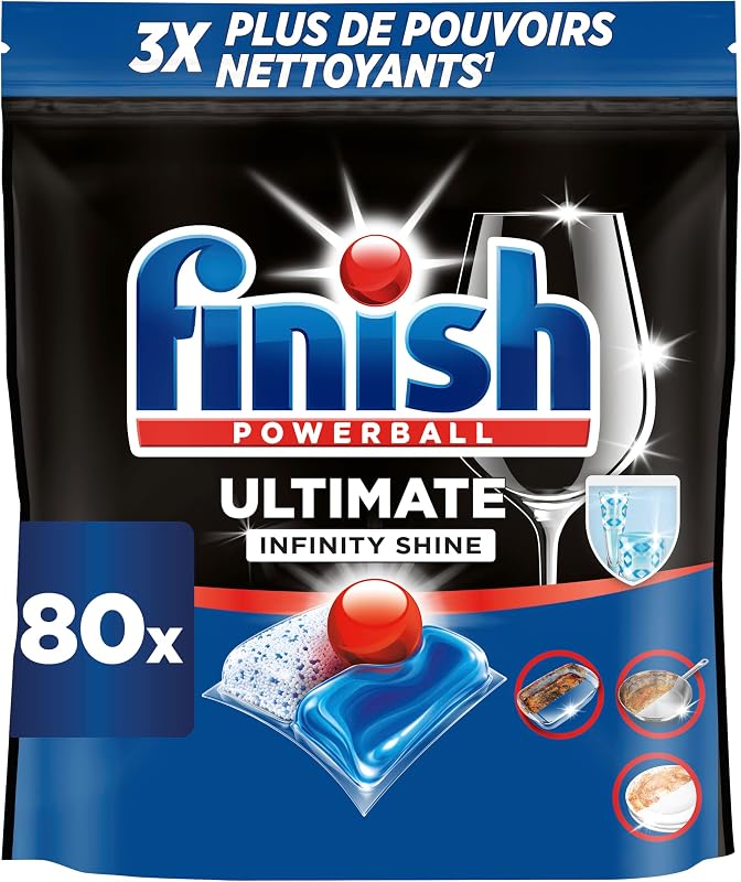 Ultimate Infinity Shine Pastilles Lave-Vaisselle, Imbattable contre les taches tenaces, 80 capsules