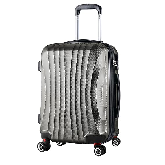 WOLTU RK4213dgr-M, Reise Koffer Trolley Hartschale 4 Rollen Volumen erweiterbar Reisekoffer Hartschalenkoffer Kabinen Handgep