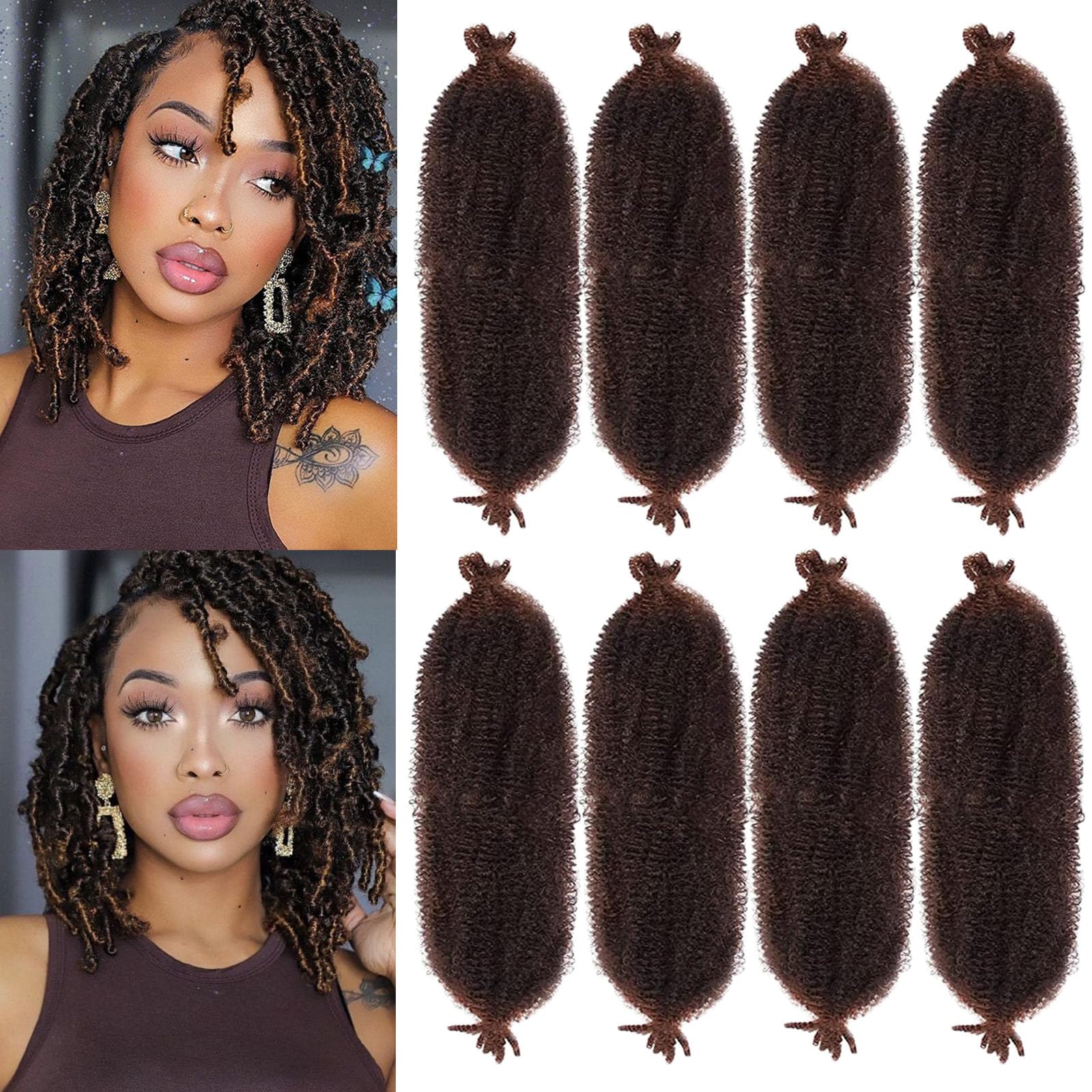 Samtress 12 Inch Pre Separated Springy Afro Kinky Hair 8 Packs Marley Twist Braiding Hair Pre-Fluffed Popping Spring Twist Crochet Braids for Soft Locs Natural Afro Kinky Curly Hair Extensions (#T30) — image 1
