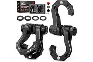 DAYDOOR 3/4" D Ring Shackles, Heavy Duty D Ring Shackles with 7/8 Pin, 45,000 lbs Break Strength Easy Open Towing Shackle for Off-Road Recovery, Winch, Trucks, Jeep, SUV & ATV (2 Pack) (Black)