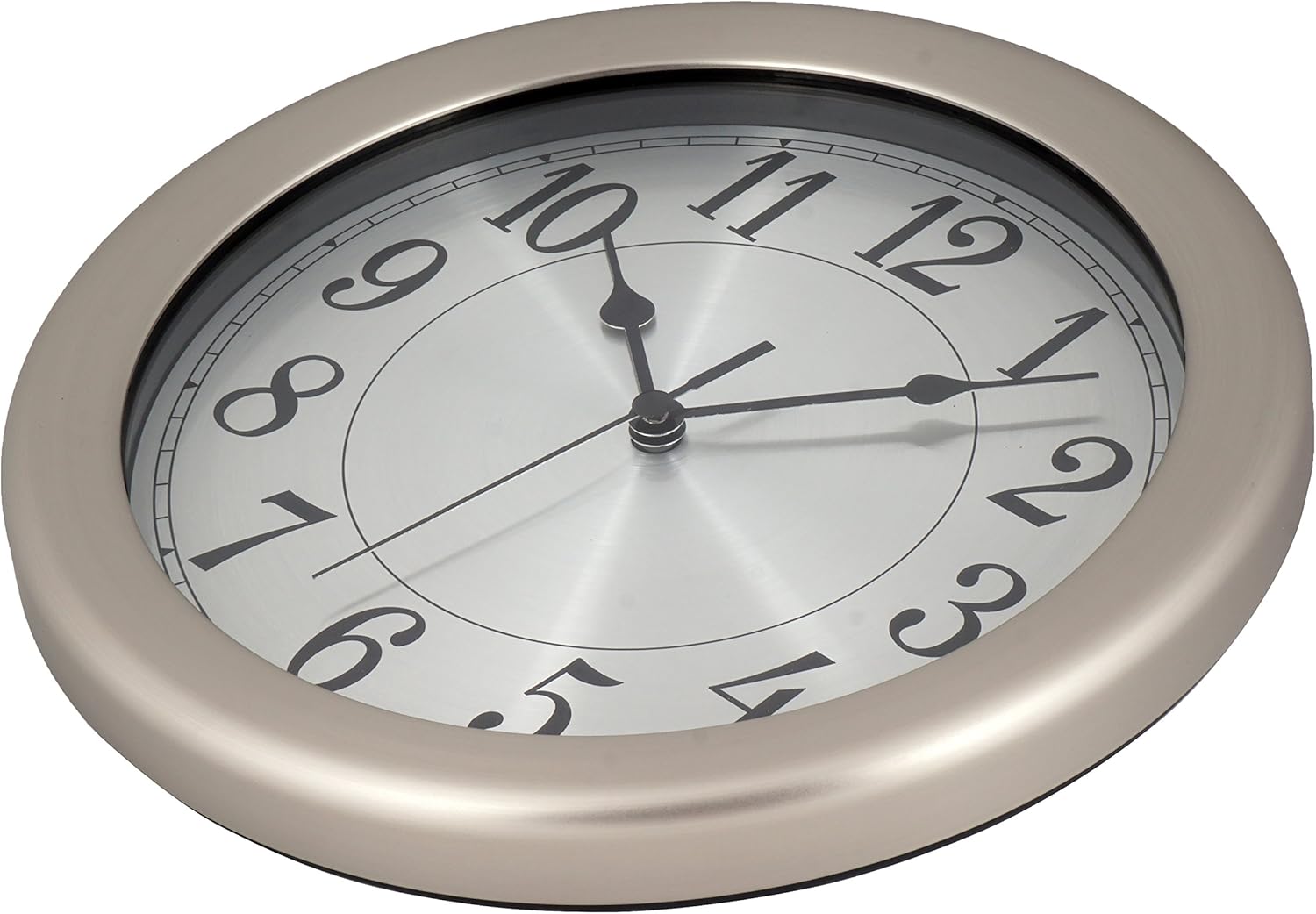 Amazon Com Justime 8 5 Inch Brushed Nickel Water Resistant Wall Clock Special For Small Space Office Boats Rv Wm86007 Bns Brushed Nickel Home Kitchen