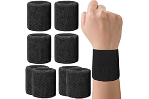 IMAGERIO 8 Pack Wrist Sweatbands Tennis Wrist Bands Absorbent Sweat Band for Men and Women, Breathable Cotton Sweatbands for Working Out, Football, Basketball, Running Athletic Sports