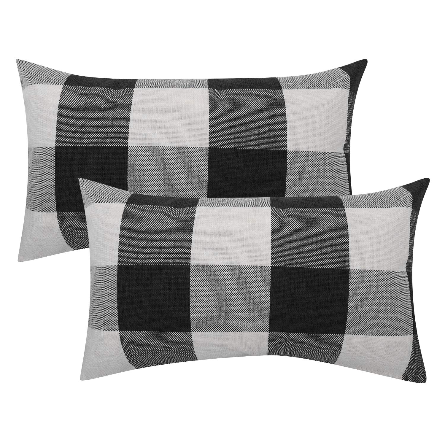 Lewondr Checkered Throw Pillow Case, 2 PACK Breathable Wrinkle