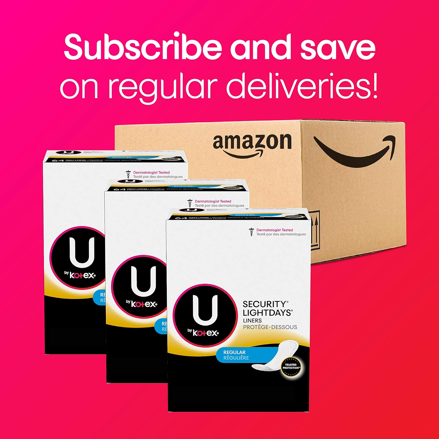 U by Kotex Lightdays Panty Liners, Regular, Unscented, 516 Count (4 Packs of 129) (Packaging May Vary): Health & Personal Care