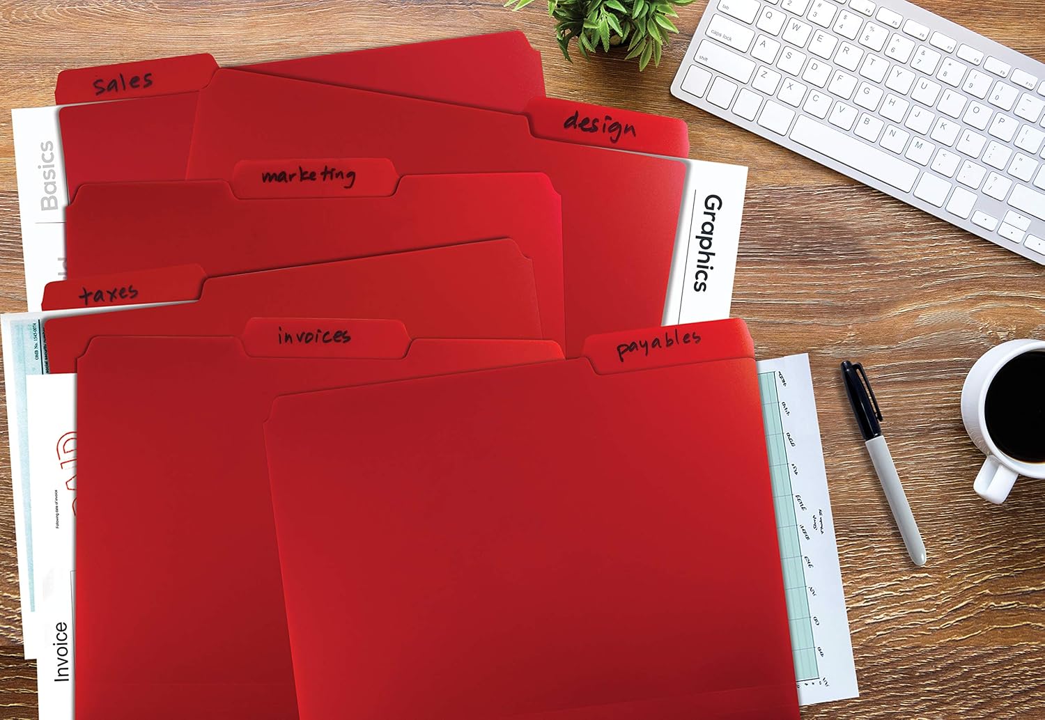 Heavyweight Poly File Folders, 1/3 Cut, Top Tab, 24 Per Box, by Better Office Products, Letter Size, Assorted Colors-Red, Blue, Yellow Green, 24 per Box : Office Products