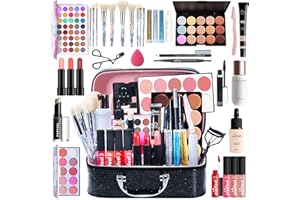 Pure Vie All-in-One Holiday Gift Makeup Set Cosmetic Essential Starter Bundle Include Eyeshadow Palette Lipstick Concealer Blush Mascara Foundation Face Powder - Makeup Kit for Women Full Kit