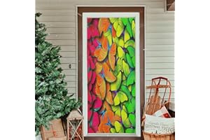 Sletend Colorful Butterfly Door Cover Party Accessory Porch Decor Festive Door Cover for Home, Indoor Outdoor Party Decoration,35 x 79 Inch