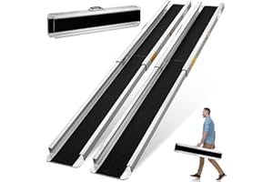 Osluken 6FT Portable Wheelchair Ramp, 72"L x 7.2"W Aluminum Ramps for Wheelchairs for Home, 1200LBS Capacity Telescopic Non-Skid Threshold Handicap Wheel Chair Ramp for Doorways, Stairs, Steps, 2 Pack