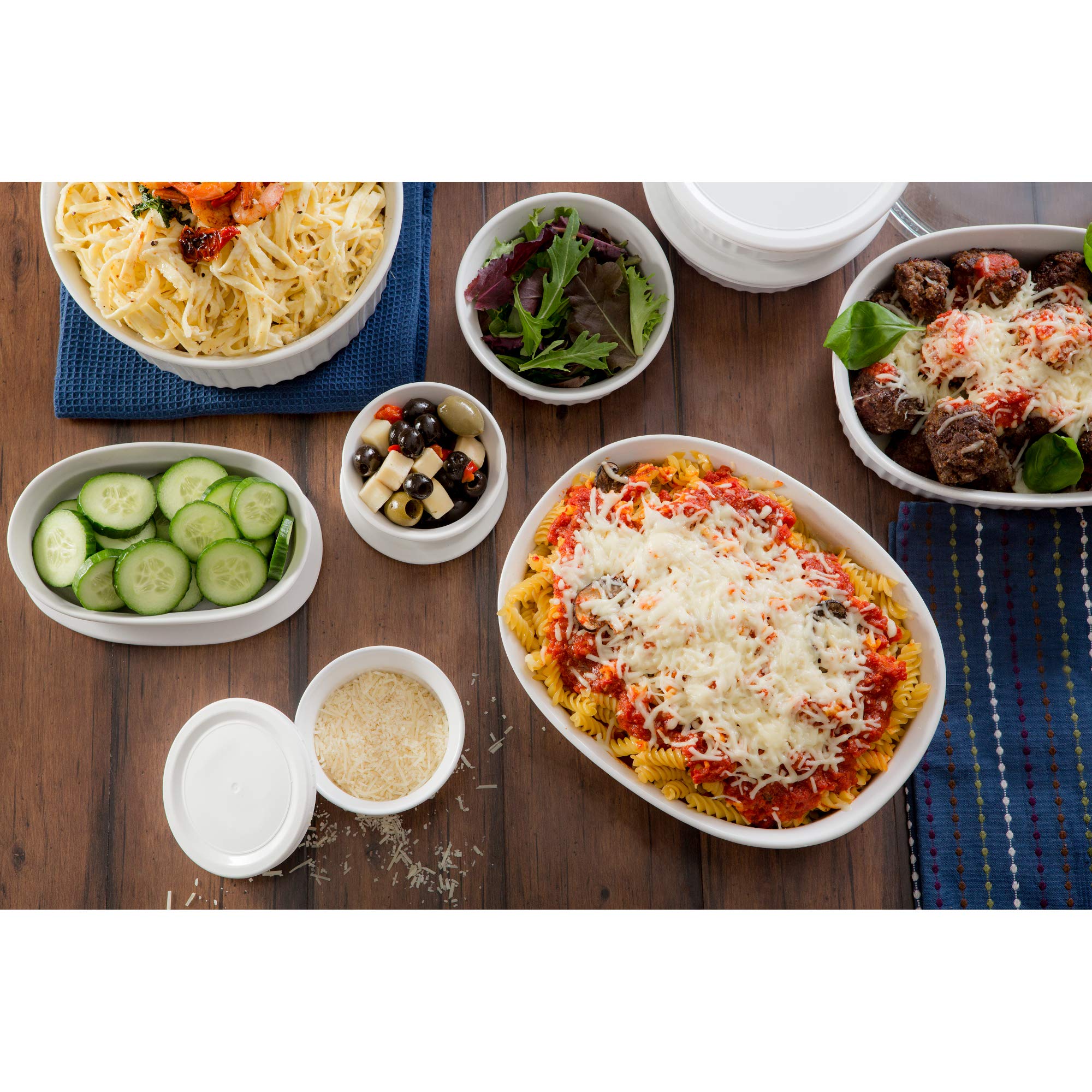 CorningWare French White 20-Pc Ceramic Bakeware Set with Lids Chip and Crack Resistant Stoneware Baking Supplies, Microwave, Dishwasher, Oven, Freezer and Fridge Safe
