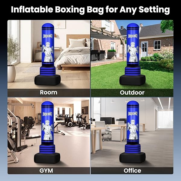 FREESTANDING PUNCHING BAG FOR ADULTS TEENS, 70” HEAVY BOXING BAG WITH GLOVES AND PUMP, WOMEN MEN STAND KICKBOXING BAGS, UPGRADED BIG BASE BOXING EQUIPMENT SET FOR TRAINING MMA FITNESS HOME GYM
