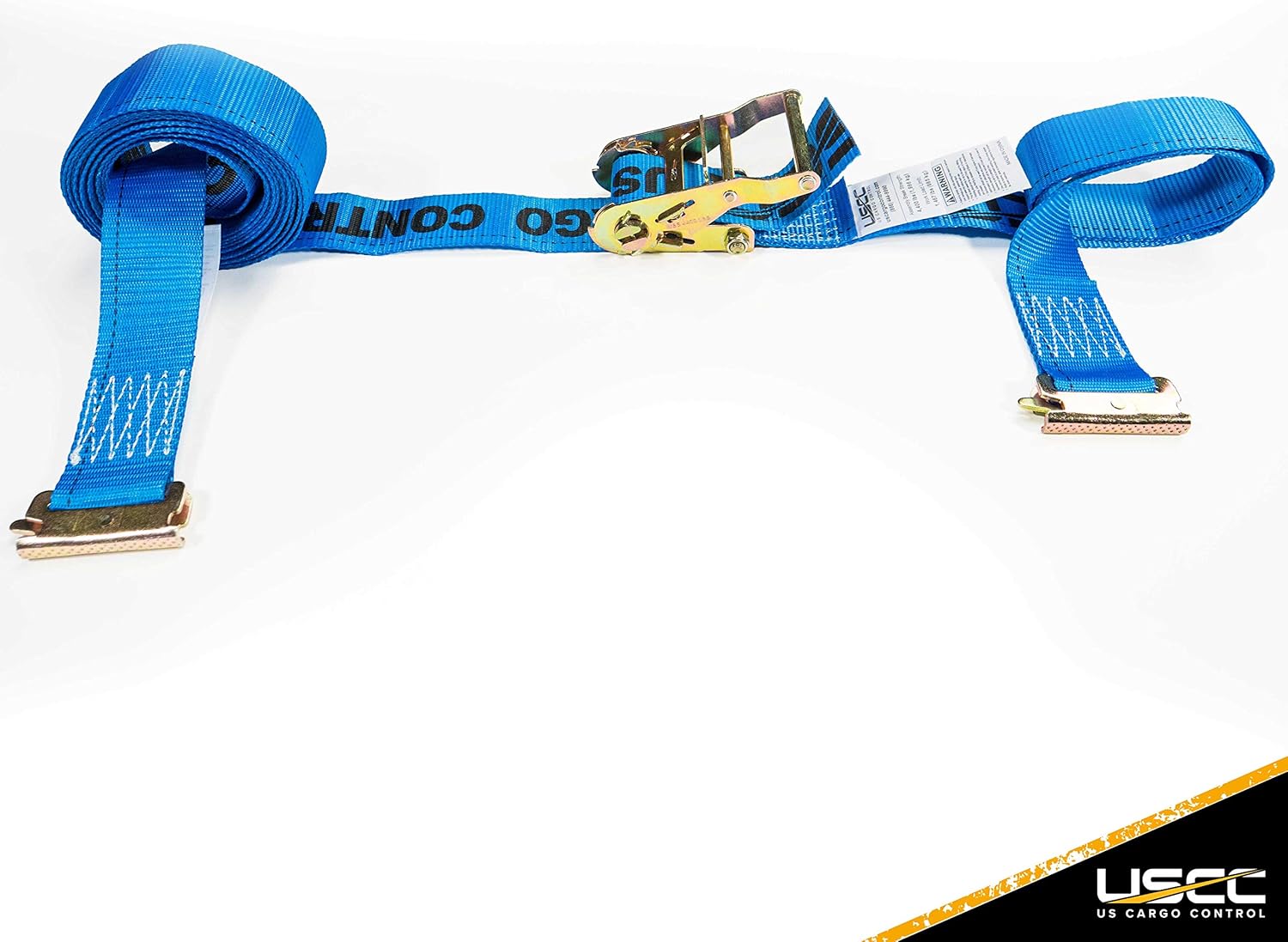 US Cargo Control 2 Inch x 20 Foot Blue E Track Ratchet Strap with Spring E-Fittings 10 Pack - Ratchet Tie Downs - 