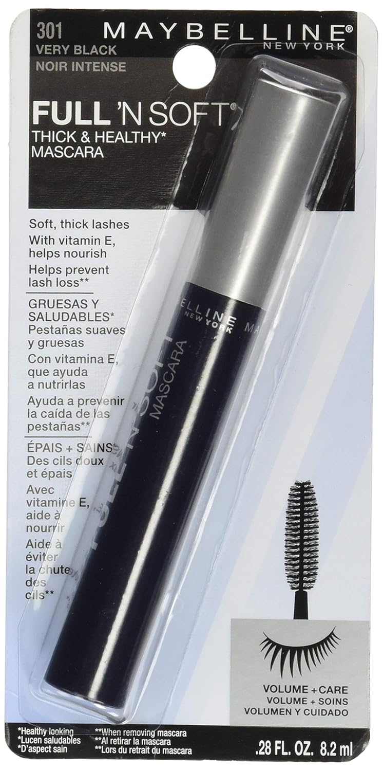 Maybelline Full 'N Soft Washable Mascara, Very Black, 1 Tube : Beauty